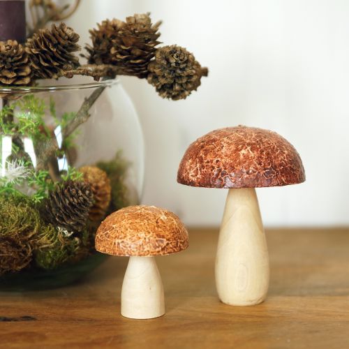Artículo Setas de madera setas decorativas decoración de mesa otoño marrón natural 5×6cm 8 piezas