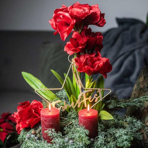 Amarilis artificial roja 3 flores de seda en bolas de musgo Al 64cm