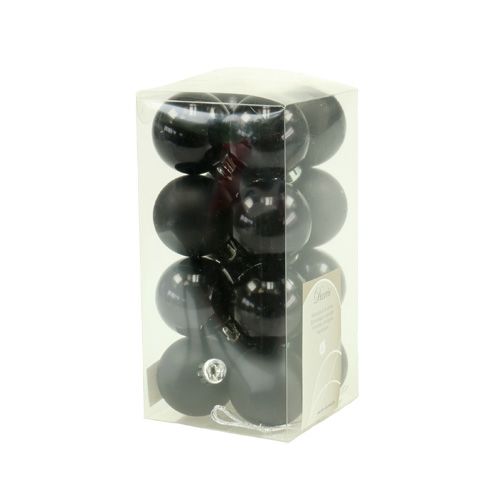Floristik24 Bola navideña plástico Ø4cm negro 16 piezas