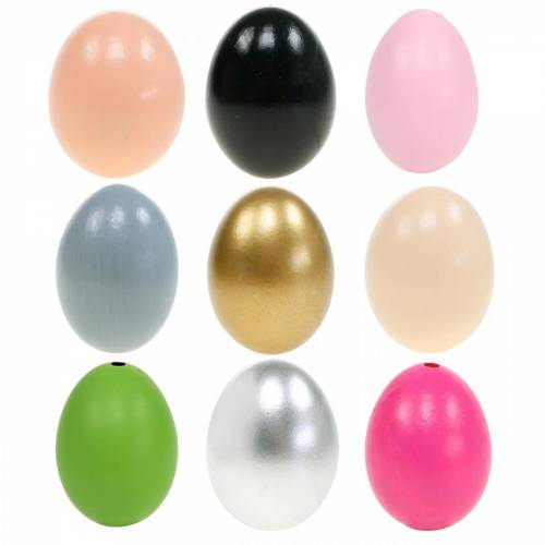 Artículo Huevos de gallina, huevos soplados, decoración de Pascua, varios colores, 10 unidades