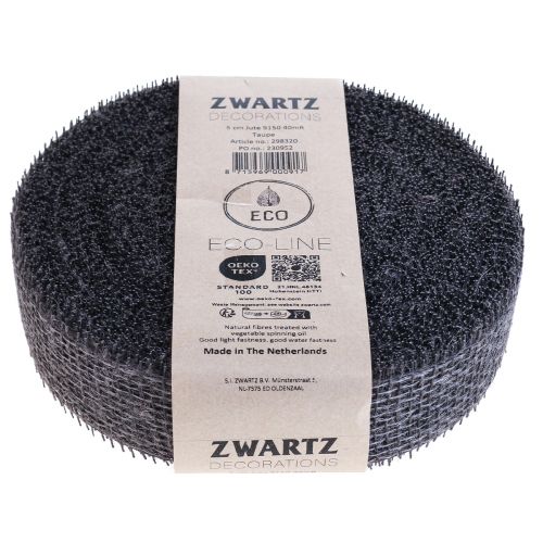 Floristik24 Cinta de yute cinta de red cinta decorativa yute marrón topo 5cm 40m