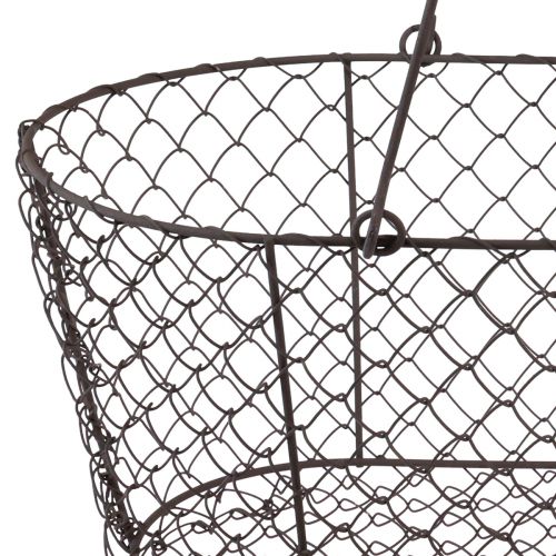 Floristik24 Cesta de alambre cesta de malla cesta de metal óxido mango madera L30cm