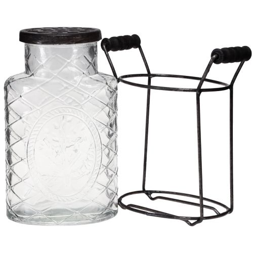 Artículo Jarrón de cristal con tapa, portabotellas 16,5×8,5×18,5cm