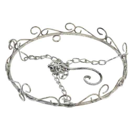 Floristik24 Decoración colgante decoración de metal gris blanco vintage Ø20cm H30cm