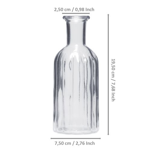 Floristik24 Jarrón botella jarrón de vidrio jarrón alto transparente Ø7,5cm H19,5cm