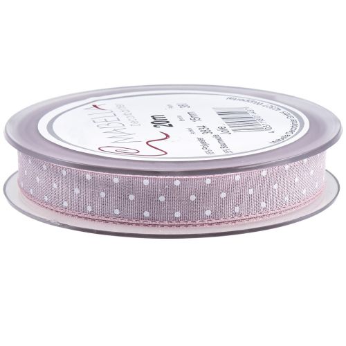 Artículo Cinta de regalo cinta decorativa rosa con lunares 15mm 20m