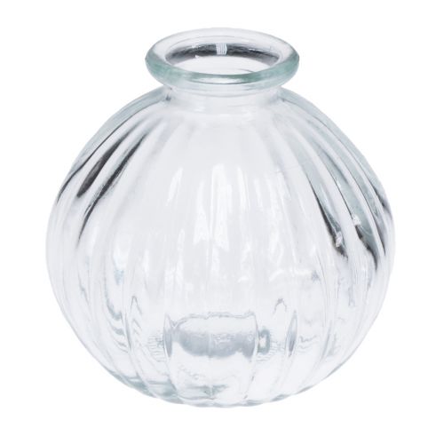 Floristik24 Florero de vidrio pequeño florero de bola florero ranuras transparentes Ø8,5cm H8cm