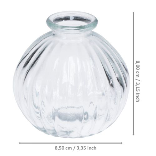 Floristik24 Florero de vidrio pequeño florero de bola florero ranuras transparentes Ø8,5cm H8cm