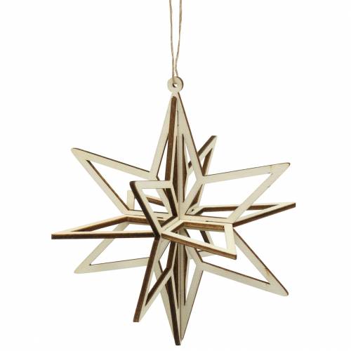 Floristik24 Madera estrella 3D para colgar 13,5cm 6pcs