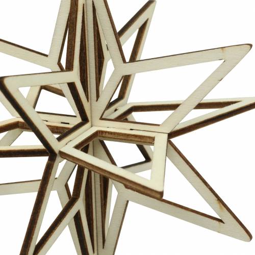 Floristik24 Madera estrella 3D para colgar 13,5cm 6pcs