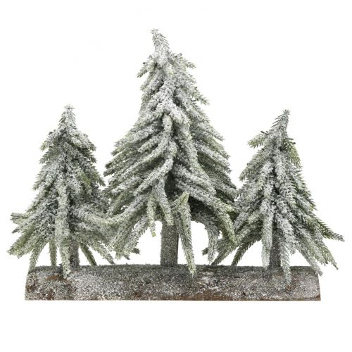 Floristik24 Mini árbol de Navidad trío sobre tronco decoración navideña 28cm
