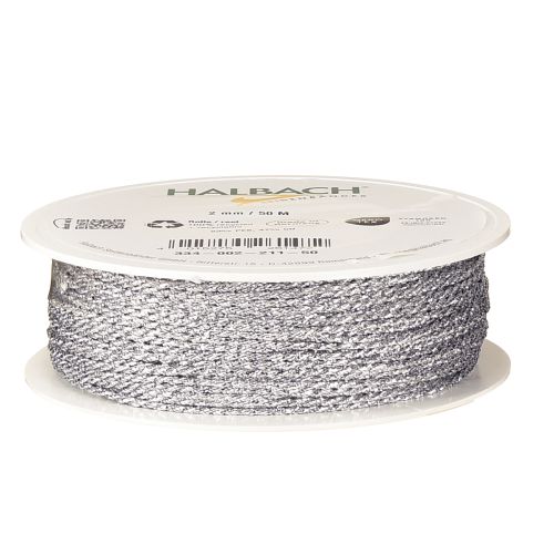 Floristik24 Cordón de plata 2mm 50m