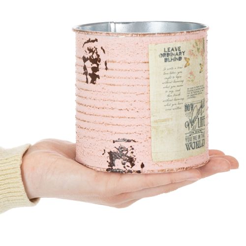 Artículo Maceta decorativa de metal color salmón para decoración veraniega Ø11cm H10.5cm