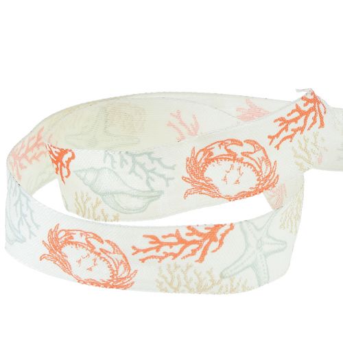 Artículo Cinta decorativa cinta de regalo marítimo coral 25mm 18m