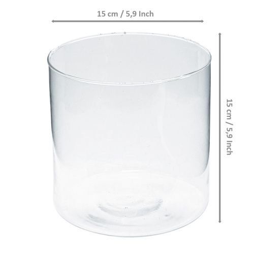 Artículo Florero de vidrio cilindro de vidrio florero decoración de vidrio H15cm Ø15cm