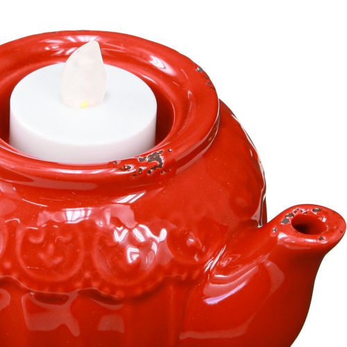 Artículo Portavelas cerámica decoración tetera roja 15,5×9,5×8cm 3 piezas