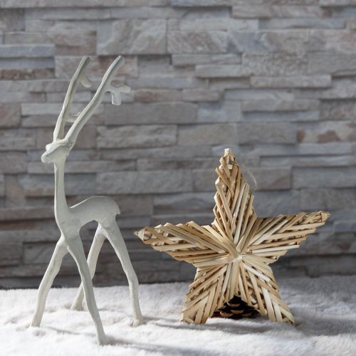 Artículo Figura de ciervo decorativa de reno, metal, arcilla gris, óptica, altura 27,5 cm.