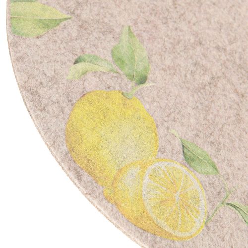 Artículo Mantel individual redondo de fieltro gris Summer Lemon 31 cm 2 uds