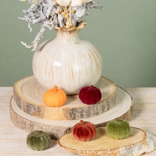 Artículo Mini calabaza decorativa flocada para esparcir, 6 colores, Ø4cm, 24 unidades