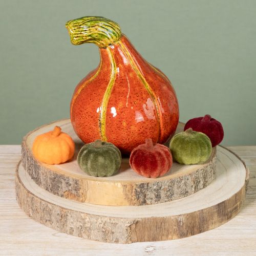 Artículo Mini calabaza decorativa flocada para esparcir, 6 colores, Ø4cm, 24 unidades