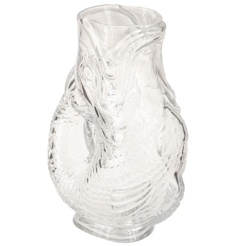 Artículo Jarrón de cristal con forma de pez decorativo para un diseño armonioso de la estancia, 24,5 cm