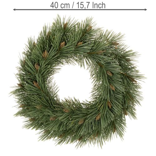 Corona artificial de ramas de pino con piñas pequeñas, 40 cm. | Floristik24.es