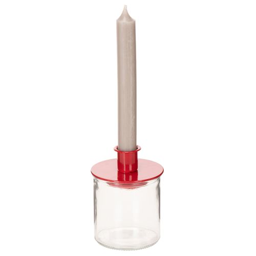 Pequeños portavelas rojos para velas cónicas de 8 cm, 3 unidades. | Floristik24.es
