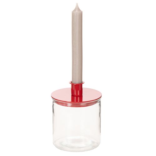 Portavelas compactos de metal rojo para velas cónicas de 10 cm, 2 unidades. | Floristik24.es