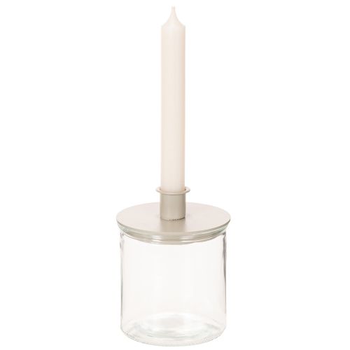 Portavelas redondos color crema para velas cónicas, decoración de mesa, 10 cm, 2 unidades | Floristik24.es