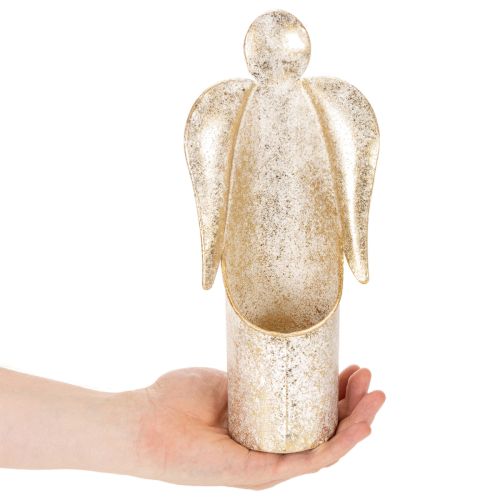 Figura de ángel para portavelas, color dorado, decoración festiva, 27 cm. | Floristik24.es