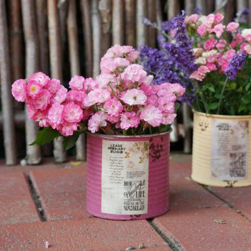 Artículo Lata decorativa, estilo shabby chic, metal, Ø11cm H10.5cm, varios colores