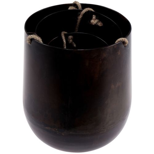 Floristik24 Cesta colgante maceta de metal para colgar marrón 22/20/16,5 cm juego de 3