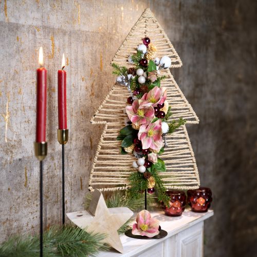 Floristik24 Caja DIY decoración de mesa navideña abeto rafia Al. 60 cm