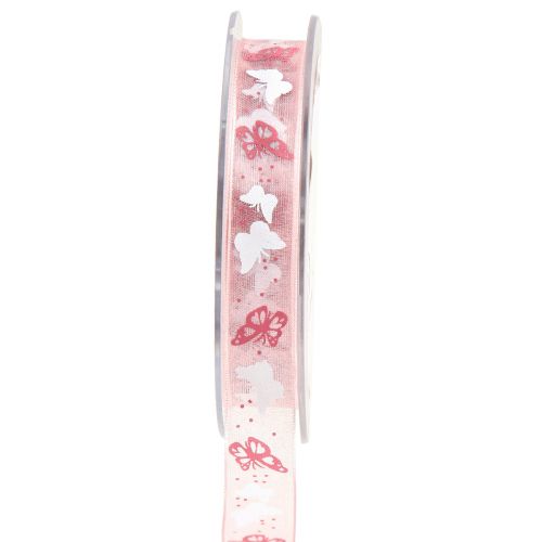 Artículo Cinta de organza cinta mariposa rosa 15mm 20m