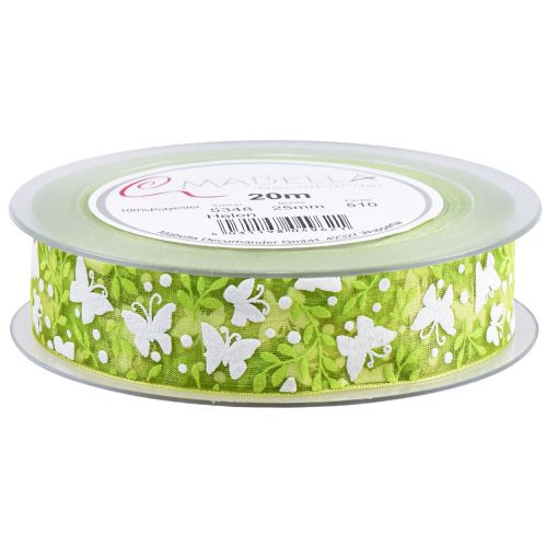 Artículo Cinta organza mariposas cinta regalo verde 25mm 20m