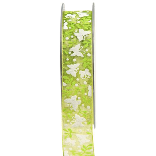 Cinta organza mariposas cinta regalo verde 25mm 20m