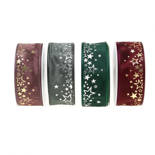 Cinta decorativa con estampado de estrellas 40mm 25m