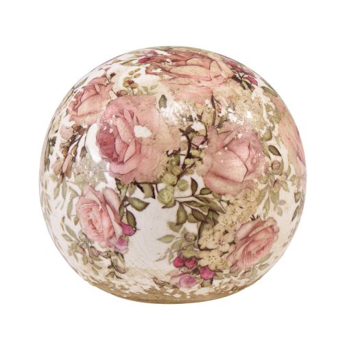 Floristik24 Bola de cerámica con rosas de loza decorativa de cerámica Ø9,5cm