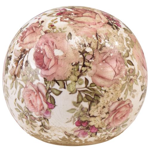 Floristik24 Bola de cerámica con motivo de rosa loza decorativa de cerámica 12cm