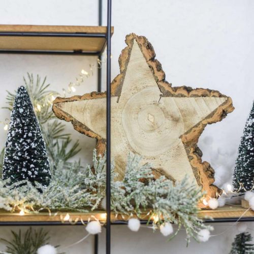 Artículo Bandeja de rodaja de árbol, Navidad, estrella de decoración de madera, madera natural Ø20cm