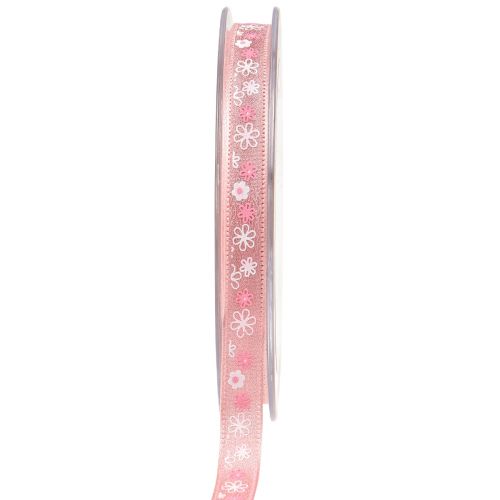 Artículo Cinta de regalo flores cinta decorativa cinta rosa 10mm 15m