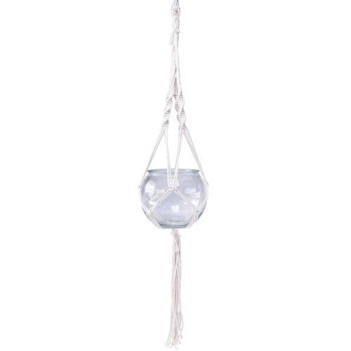 Floristik24 Cesta colgante de macramé florero decorativo de vidrio redondo Ø13,5cm