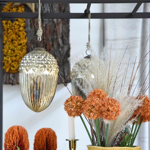Floristik24 Decoración de otoño, vidrio real bellota decorativo, Adviento, aspecto antiguo Ø12cm H21cm