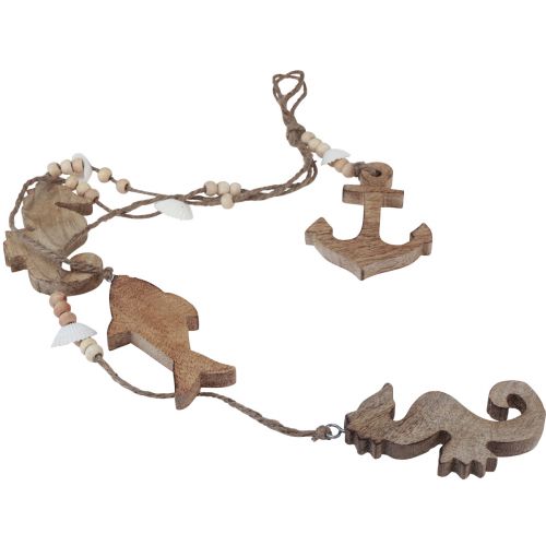 Floristik24 Percha decorativa madera marítima caballito de mar ancla pez 60cm