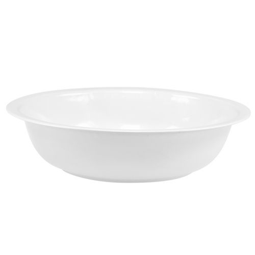 Artículo Cuenco de metal aspecto esmaltado blanco Ø29cm H7,5cm
