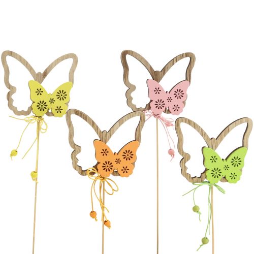 Floristik24 Tapón de flores mariposa tapón decorativo madera 8,5x7cm 12 piezas