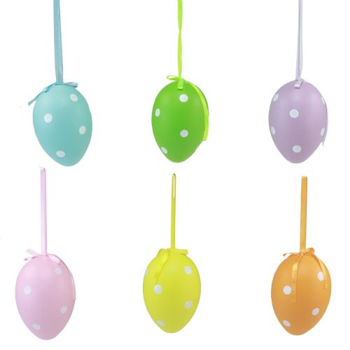 Floristik24 Huevos de Pascua huevos de plástico colgantes con lunares 8x11,5cm 6ud