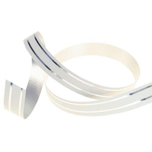 Cinta con volantes cinta de regalo cinta de lazo blanca con rayas plateadas 10mm 250m