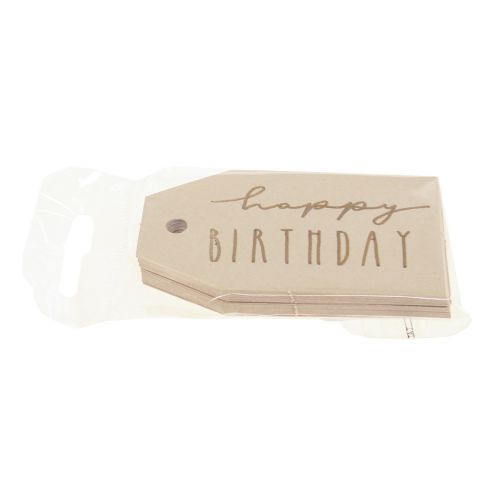 Artículo Etiquetas de regalo papel impreso Happy Birthday 4×7cm 24uds