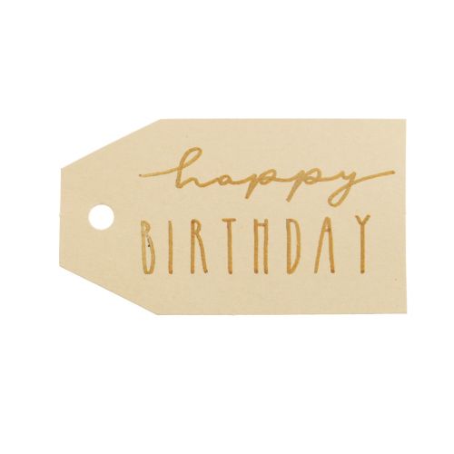 Artículo Etiquetas de regalo papel impreso Happy Birthday 4×7cm 24uds